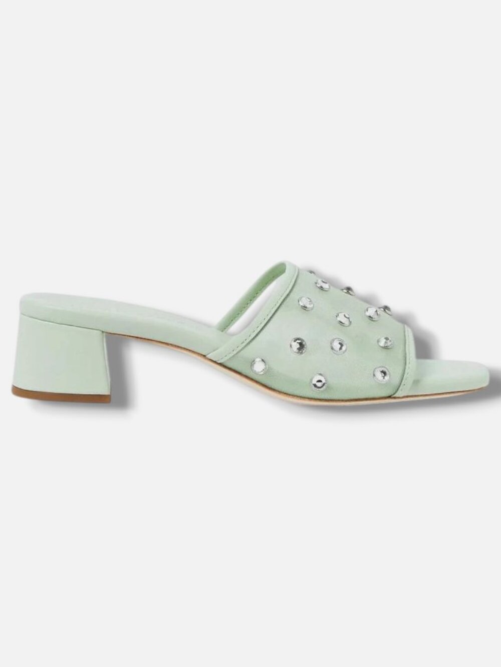 Loeffler Randall Women's Green Crystal-Embellished Mesh Mules Shoes Size 7.5B